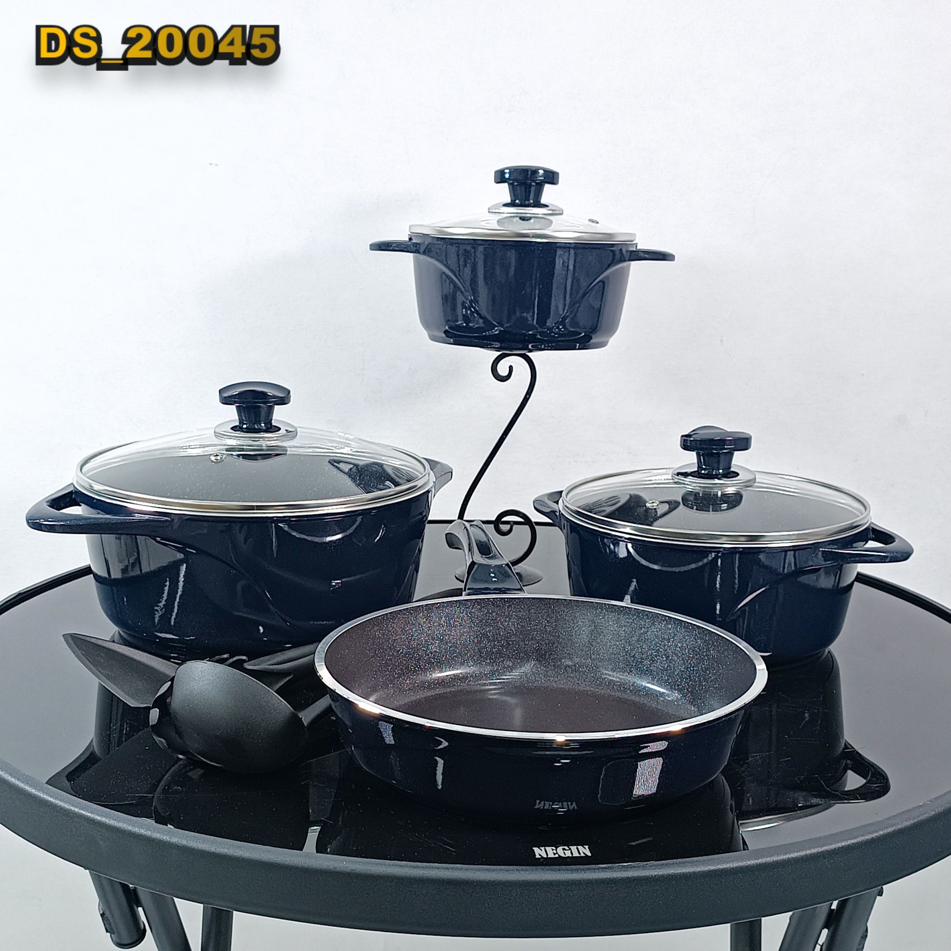 سرویس ویکتوریا سرمه ای براق عروس (7 پارچ)