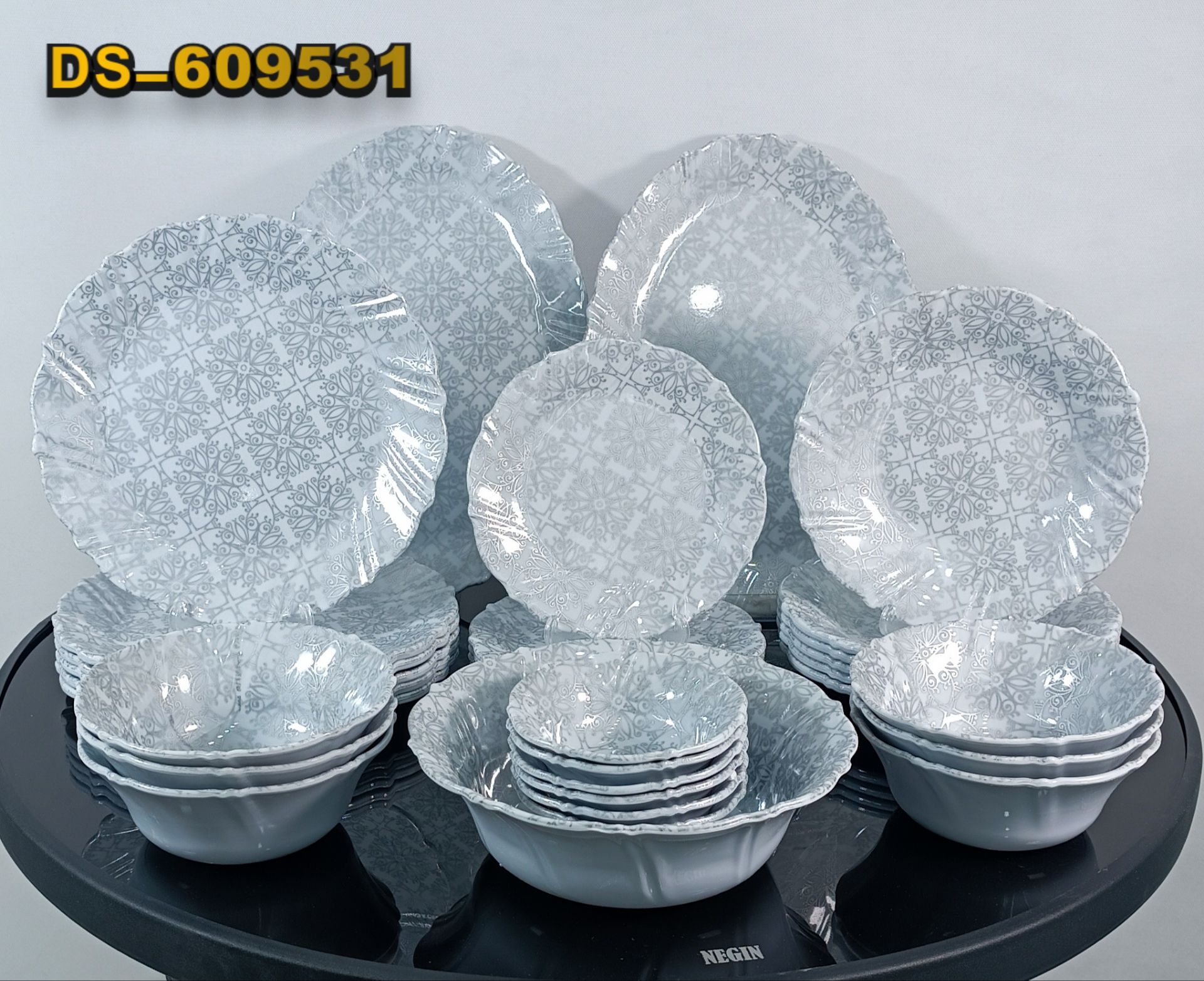 سلنا سرویس اوپال جام گرد نورا نقره ای (33 پارچ)