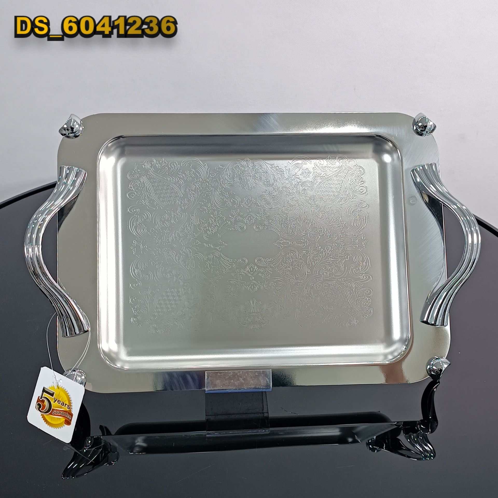 مون لاین سینی کوچک مستطیل پایه دار 1237B گلدار